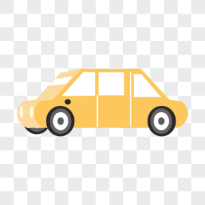 汽车小轿车黄色卡通立体绘画图片