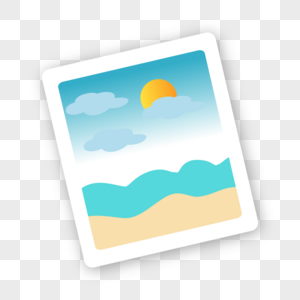 相册海边图案太阳卡通绘画图片