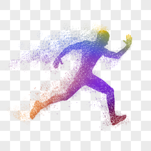 男奔跑抽象粒子发散图片