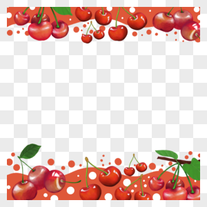 樱桃红色树叶绿色圆形边框图片