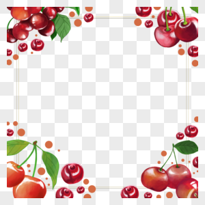 樱桃树叶红色正方形绿色边框图片