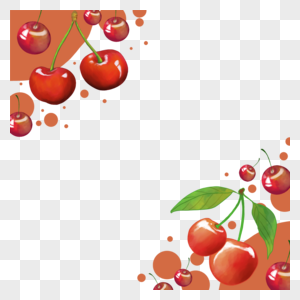 樱桃红色树叶边框圆形图片