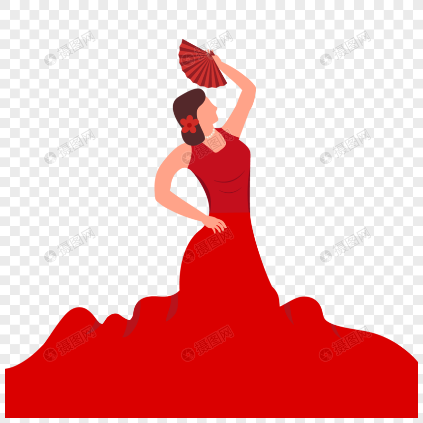 弗拉门戈舞者红裙装扮图片