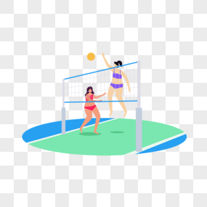 运动员沙滩排球运动插画图片