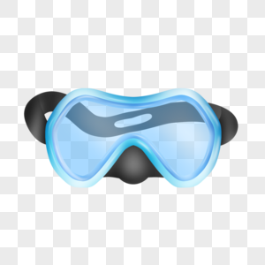 潜水镜浮潜蓝色透明面罩写实风格图片