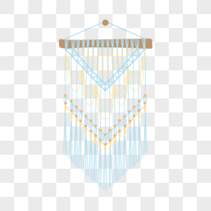 波西米亚编织网壁挂装饰蓝色图片