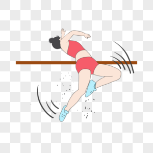 女运动员夏季跳高运动插画图片