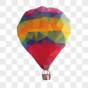热气球低聚多边形抽象图片