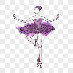 芭蕾舞演员水彩风格紫色图片