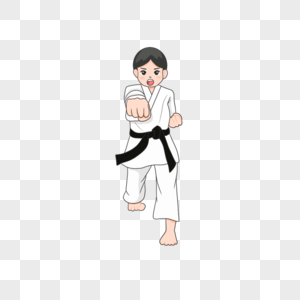 跆拳道男生出拳白色图片绘画图片