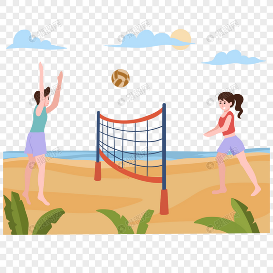 沙滩排球运动炎热夏季图片