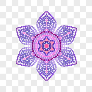 曼陀罗波点紫色花形图案图片
