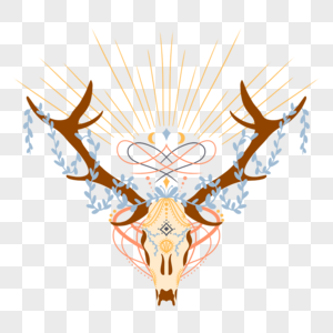 麋鹿头骨波西米亚风格图片