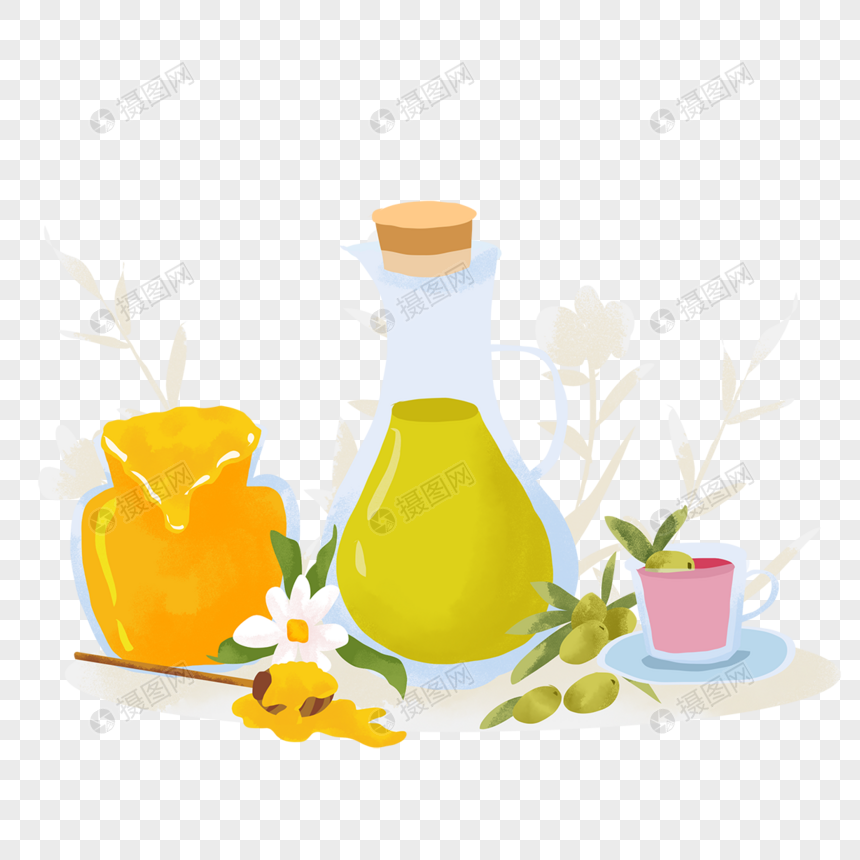 橄榄油蜂蜜天然组合图片