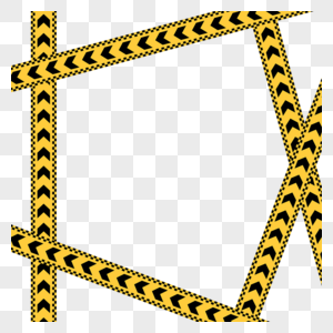 警戒线黄色箭头装饰边框图片