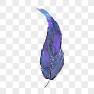 翅膀羽毛蓝墨色水彩一根图片