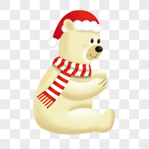 北极熊白色玩偶红围巾图片图片