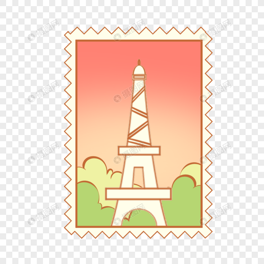 巴黎铁塔邮票黄昏图片图片