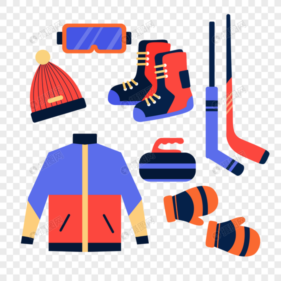 滑雪用品红蓝风格防护用具图片