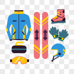 滑雪用品卡通服装滑雪板图片