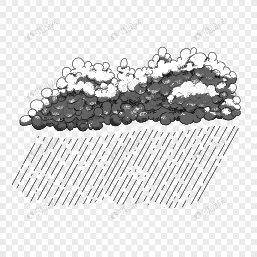 雨云复古雕刻黑白图片