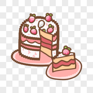 蛋糕像素艺术面包草莓切块图片