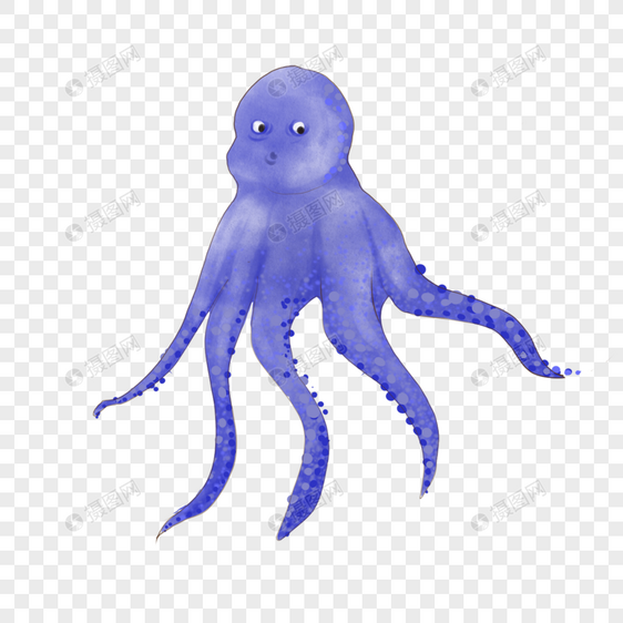 章鱼海洋生物水彩蓝色图片