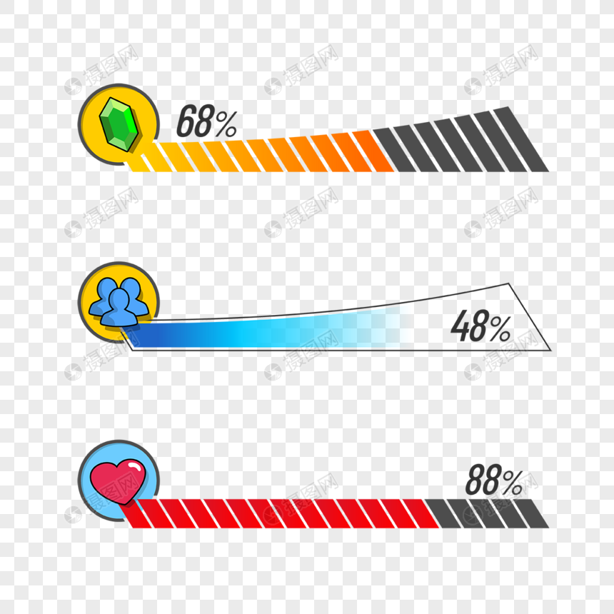 进度条游戏ui图标不规则百分比图片
