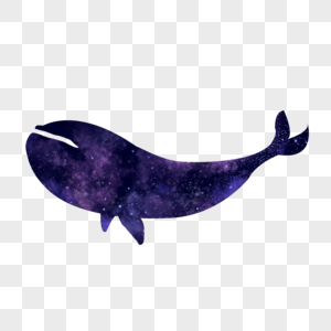 星空水彩鲸鱼剪影图片