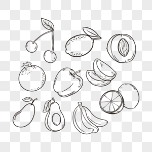 水果涂鸦食物热带简笔画贴纸组合图片