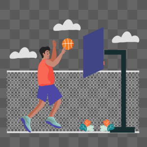 篮球运动人物投篮插画图片