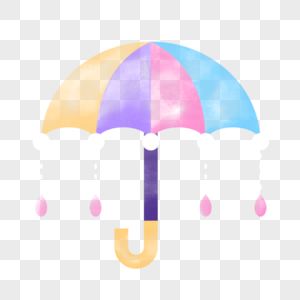 彩色可爱卡通水彩滴雨的雨伞高清图片