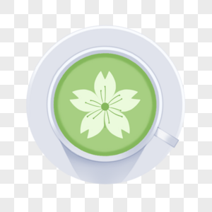 咖啡拉花抹茶口味树叶造型图片