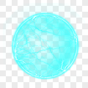蓝色抽象光效球状闪电图片
