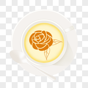 咖啡拉花金色花苞造型图片