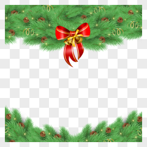 圣诞节松枝松果边框标签装饰图片