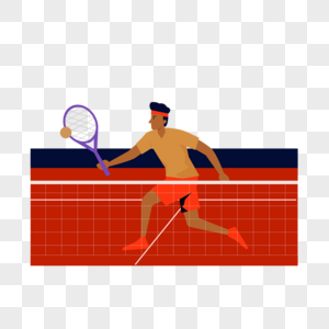 网球比赛运动概念插画网球场上比赛中的男运动员图片