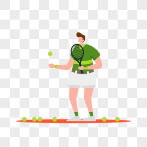 网球比赛运动概念插画网球运动员在场地上图片