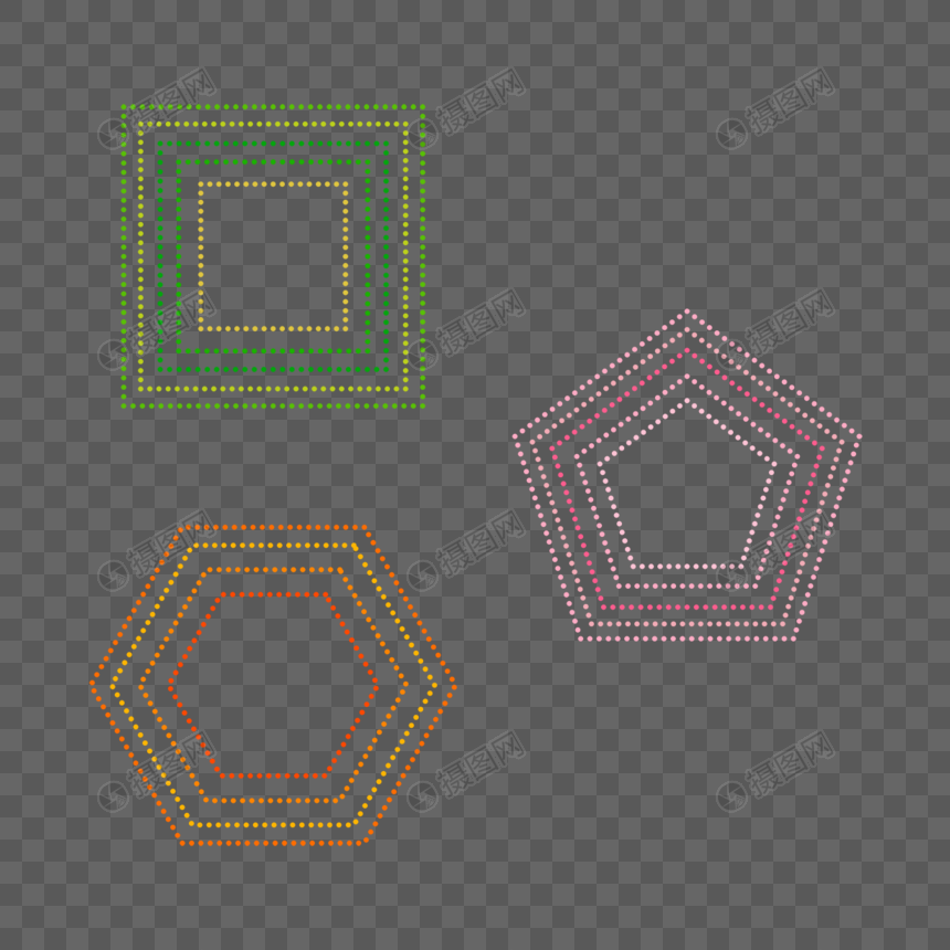彩色圆点多边形边框图片
