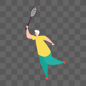 羽毛球运动花白头发老人图片