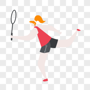 羽毛球运动红色短袖女孩图片