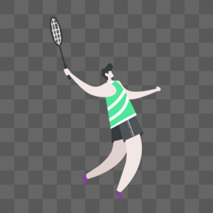 羽毛球运动绿色条纹上衣男生图片