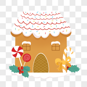 红色糖果奶油屋顶圣诞姜饼屋图片