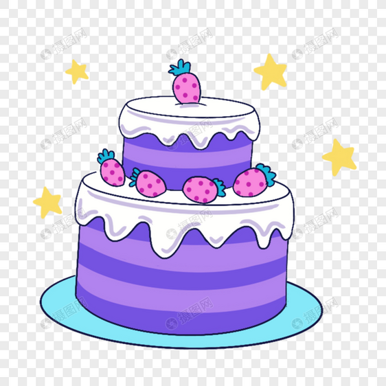 蓝紫色系生日组合双层蛋糕图片