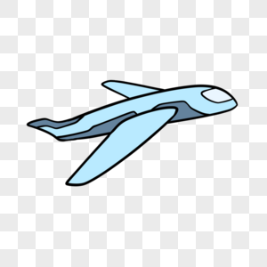 旅行手绘水彩旅游蓝色卡通飞机图片