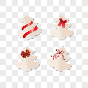 圣诞树丝带蝴蝶结礼品标签卡片图片