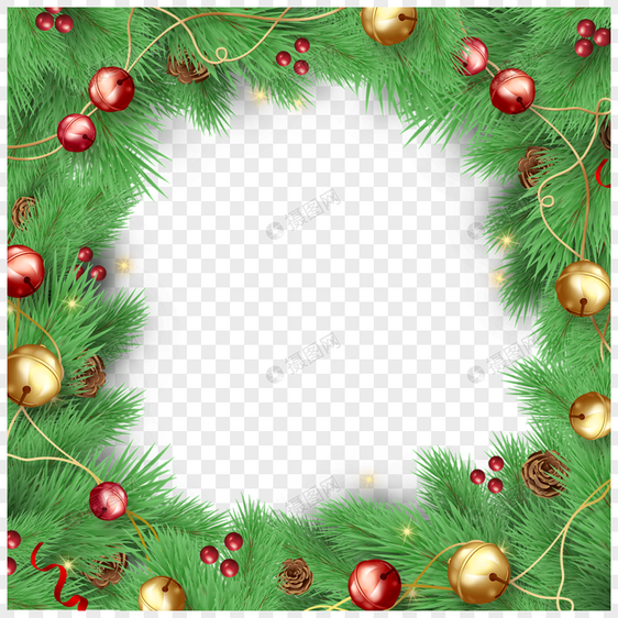 彩色灯球摆件圣诞冬青边框图片