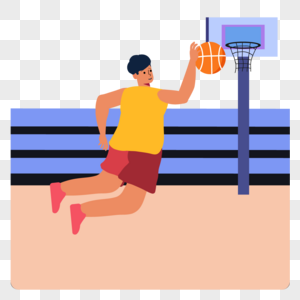 篮球灌篮运动人物插画图片