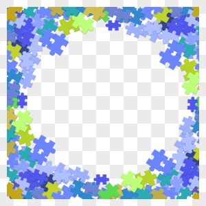 蓝色主题积木拼图彩虹边框图片