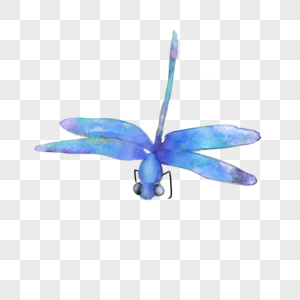 蓝色水彩风格蜻蜓图片